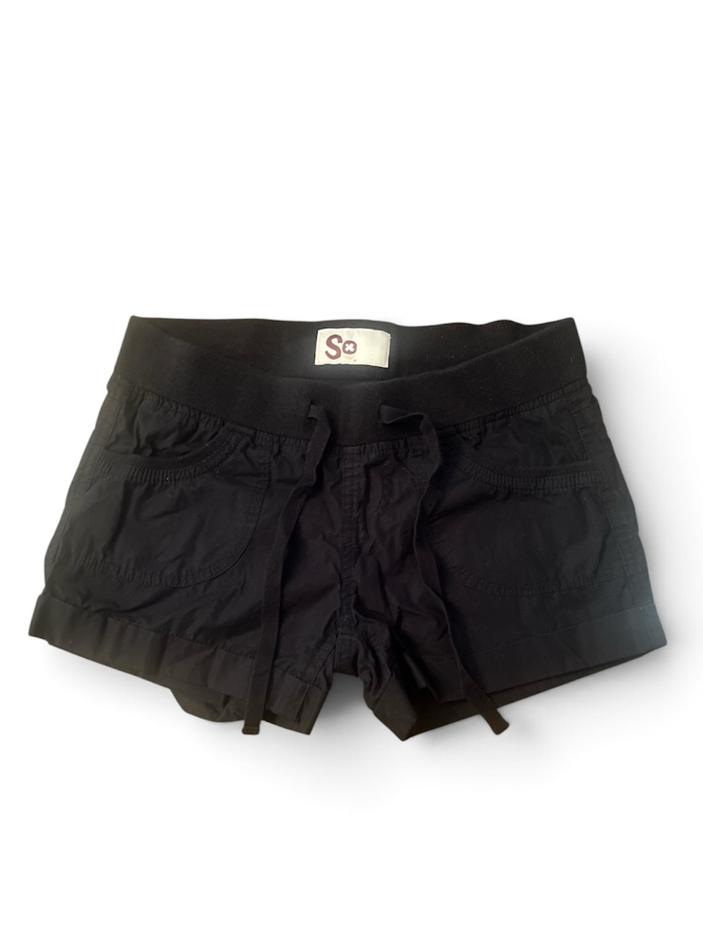 Y2k SO Women's Drawstring Cargo Black Shorts 0